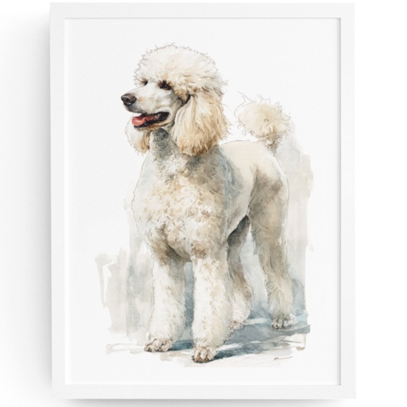 Watercolor Standard White Poodle Wall Art Print Unframed - Elegant Canine Poster - Picture 1 of 7